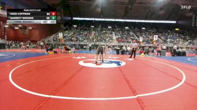 2A-150 lbs Cons. Round 2 - Keen Coffman, Niobrara County vs Garrett Wiggins, Greybull/Riverside