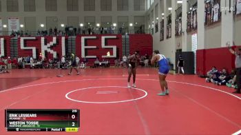 215 lbs Quarters & Wb (16 Team) - Weston Tossie, Mortimer Jordan HS vs Erik Lessears, Mcadory