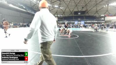 106 lbs Champ. Round 1 - Quauhtli Zuniga, Team Aggression Wrestling Club vs Anthony Rodriguez, Cashmere Wrestling Club