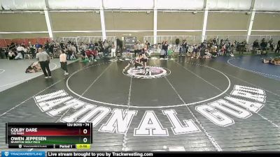 74 lbs Champ. Round 2 - Owen Jeppesen, Riverton Wolf Pack vs Colby Dare, The Farm