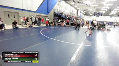 67 lbs Cons. Round 4 - Mason Hanna, Westlake vs Dylan DeCol, Uintah Jr High Wrestling