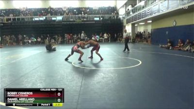 125 lbs Champ. Round 3 - Daniel Arellano, Sacramento City College vs Bobby Cisneros, Fresno City College