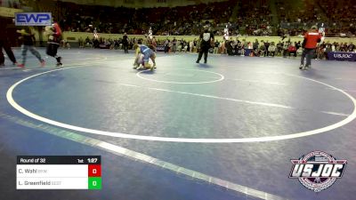 112 lbs Round Of 32 - Caysen Wahl, Bristow Youth Wrestling vs Laird Greenfield, Scots Wrestling Club