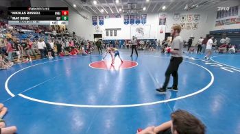 80 lbs 1st Place Match - Nikolas Russell, Wheatland vs Mac Binek, Clear Creek Middle School