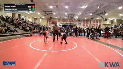 75 lbs Consi Of 4 - Ryder Shaw, Barnsdall Youth Wrestling vs Dejuan Fields, Tulsa Blue T Panthers