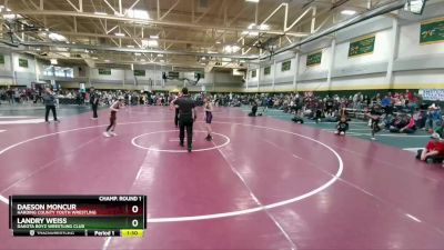 75 lbs Champ. Round 1 - Daeson Moncur, Harding County Youth Wrestling vs Landry Weiss, Dakota Boyz Wrestling Club