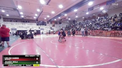 110 lbs Champ. Round 2 - Julissa Avila, Diamond Bar vs Leilani Harris, Beckman