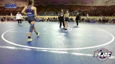 92 lbs Consi Of 8 #2 - Easton Jerrell, Blaine County Grapplers vs Brayleigh Cooper, Tecumseh Youth Wrestling