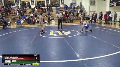 128 lbs Champ. Round 1 - Jens Johnson, Prattville Christian Academy vs Collin Geer, Reeltown