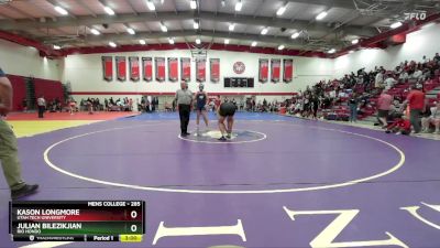 285 lbs Cons. Round 3 - Julian Bilezikjian, Rio Hondo vs Kason Longmore, Utah Tech University