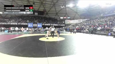 Boys 4A 120 lbs Champ. Round 1 - Giovani Rodriguez-Cepeda, Rogers (Puyallup) vs Travis Rodriguez, Emerald Ridge