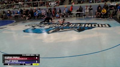 102 lbs Quarterfinal - A`leeah Zavala, Alaska Battle Cats Wrestling Club vs Violet Roschi, Chugach Eagles Wrestling Club