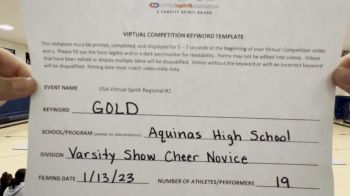 Aquinas High School [Varsity Show Cheer Novice] 2023 USA Virtual Spirit Regional II