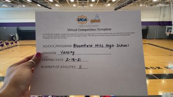 Bloomfield Hills High School [Medium Varsity - Pom] 2021 UDA Spirit of the Midwest Virtual Challenge
