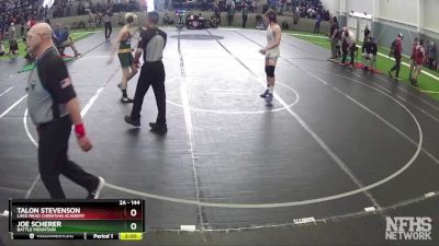 144 lbs Quarterfinal - Joe Scherer, Battle Mountain vs Talon Stevenson, Lake Mead Christian Academy