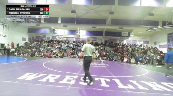 Boys 140 lbs 1st Place Match - Preston Stevens, Shasta Boys vs Cash Aulabaugh, Corning Boys