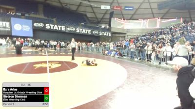 45 lbs Cons. Quarters - Ezra Arias, Hoquiam Jr. Grizzly Wrestling Club vs Stetson Sherman, Elite Wrestling Club