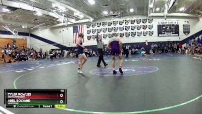 157 lbs Quarterfinal - Abel Bolyard, Louisville vs Tyler Rowles, North Royalton