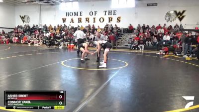 138 lbs Quarterfinal - Asher Ebert, Riceville vs Connor Yakel, West Marshall