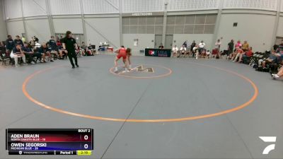 138 lbs Round 1 (6 Team) - Aden Braun, North Dakota Blue vs Owen Segorski, Michigan Blue