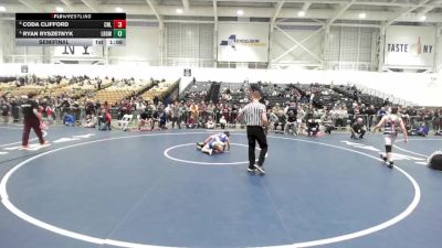 99 lbs Semifinal - Coda Clifford, Club Not Listed vs Ryan Ryszetnyk, Long Beach Gladiators Wrestling