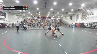 285 lbs Cons. Round 2 - Julius Martinez, Servite vs Chris Miranda, Santa Ana