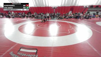 8U True Beginner - 63-69 Champ. Round 1 - Axel Garcia, Fond Du Lac Wrestling Club vs Oliver Russell, Wisconsin