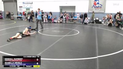 94 lbs Round 2 - Esabella Arvelo, Chugach Eagles Wrestling Club vs Kendall Humbert, Marathon Wrestling Club