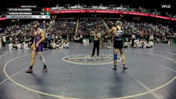 1A 157 lbs 3rd Place Match - Styler Blackwell, Polk County High School vs Landon Browning, Tarboro High School