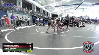 92 lbs Round 1 (4 Team) - Evan Hasselbring, East Kansas Eagles Gold vs Tobias Martinez, Kansas Mayhem