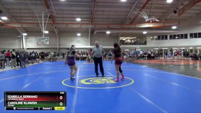 170 lbs Champ. Round 2 - Izabella Serrano, Lutheran West vs Caroline Klawon, Eaton