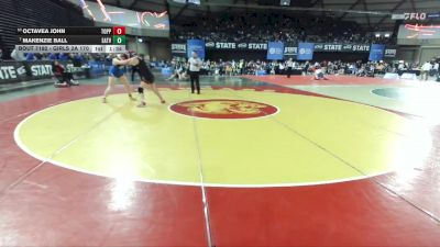 Girls 2A 170 lbs Champ. Round 2 - Makenzie Ball, Eatonville (Girls) vs Octavea John, Toppenish (Girls)