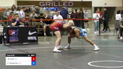 55 kg Cons 8 #2 - Brandon Hall, Dubuque RTC vs Fabian Gutierrez, West Point Wrestling Club