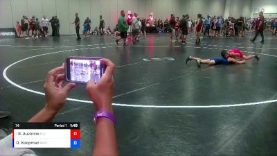 74 lbs Semifinal - Beau Auzenne, Florida vs Deklan Koopman, Bears Wrestling Club Inc.