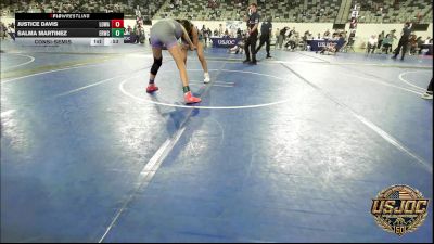 100 lbs Consolation - Justice Davis, Lady Outlaw Wrestling Academy vs Salma Martinez, El Reno Wrestling Club