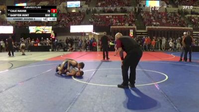 89 lbs Champ. Round 2 - Sawyer Hunt, Mine Yard Dogs Wrestling Club vs Cale Hauge, Project Wrestling