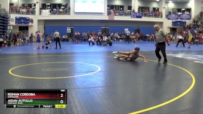 106 lbs Quarterfinal - Aidan Autullo, FREMONT ROSS vs Roman Cordoba, NAPOLEON