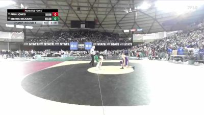 Boys 2A 120 lbs Champ. Round 1 - Finn Jones, Sequim vs Merek Rickard, Woodland