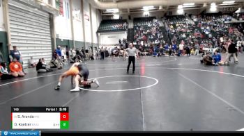 149 lbs Cons. Round 2 - Steven Aranda, Midland (Neb.) vs Dallas Koelzer, Baker (Kan.)