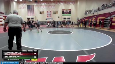 160 lbs 1st Place Match - Weston Deblieck, South Middle School vs Sawyer Hartman, Mountain Home Middle School