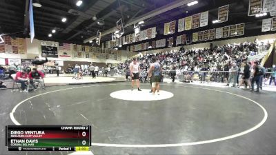 285 lbs Champ. Round 2 - Ethan Davis, Corona Del Mar vs Diego Ventura, Redlands East Valley