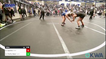 92 lbs Quarterfinal - Kruse Sparks, Tonkawa Takedown Club vs Avriella Pretty Bear, Harrah Little League Wrestling