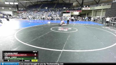 105 lbs Cons. Round 3 - Coleson Feist, Franklin Pierce Cardinal Wrestling Club vs Isreal Lopez, Victory Wrestling-Central WA