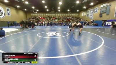 120 lbs Champ. Round 1 - Owen Dean, Lemoore vs Nathan Kaiser, Monache