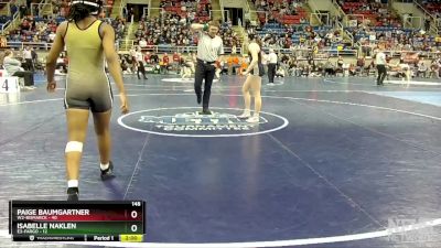 148 lbs Quarterfinal - Paige Baumgartner, W2-Bismarck vs Isabelle Naklen, E3-Fargo