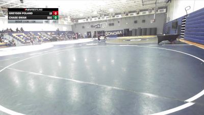 126 lbs Champ. Round 2 - Chase Swan, Huntington Beach High School vs Greysen Poland, Lancers WC
