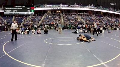 3A 132 lbs Cons. Round 1 - Aiden VanderMeer, Stuart W. Cramer High School vs Joseph Lloyd, Union Pines