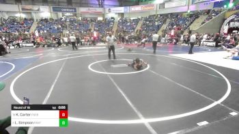 40 lbs Round Of 16 - Kane Carter, Pueblo County Wrestling Club vs Layla Simpson, Panthers