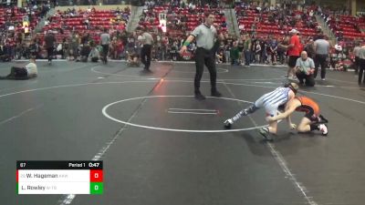 67 lbs Champ. Round 1 - Wade Hageman, Abilene Kids Wrestling vs Landon Rowley, WR - Topeka Blue Thunder