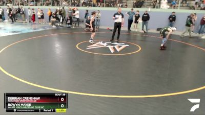 98 lbs Round 1 - Rowyn Mayer, Valdez Youth Wrestling Club Inc. vs Derrian Crenshaw, Marathon Wrestling Club